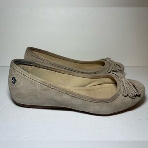 Hush Puppies Womens Tan Beige Bow Round Toe Flats Slip On Comfort Leather Sz 6.5